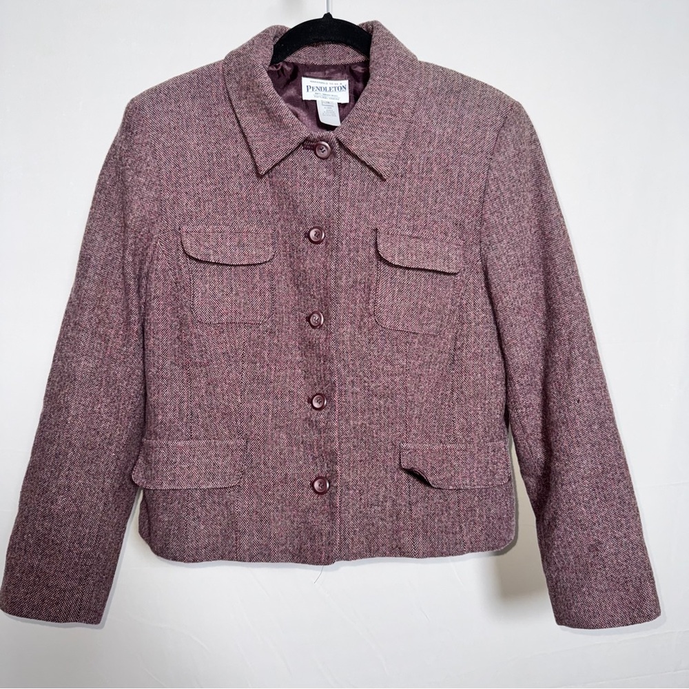 Vintage Pendleton Women's Purple Wool Blazer Size 16 Business pockets‎ Collared